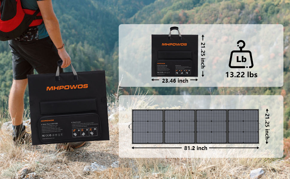 MHPOWOS Portable Solar Charger 40V 220W Foldable Solar Panel Kit for Jackery Bluetti Ecoflow Power stations RV Camping Patio