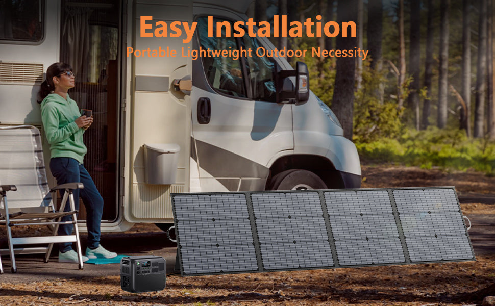 MHPOWOS Portable Solar Charger 40V 220W Foldable Solar Panel Kit for Jackery Bluetti Ecoflow Power stations RV Camping Patio