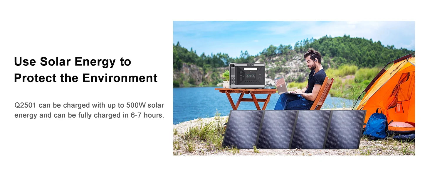 Solar Generator 2160WH 2304WH Long-life LiFePO4 Portable Power Station & 200W Solar Panel  for Home Campervan Up to 2400W Output