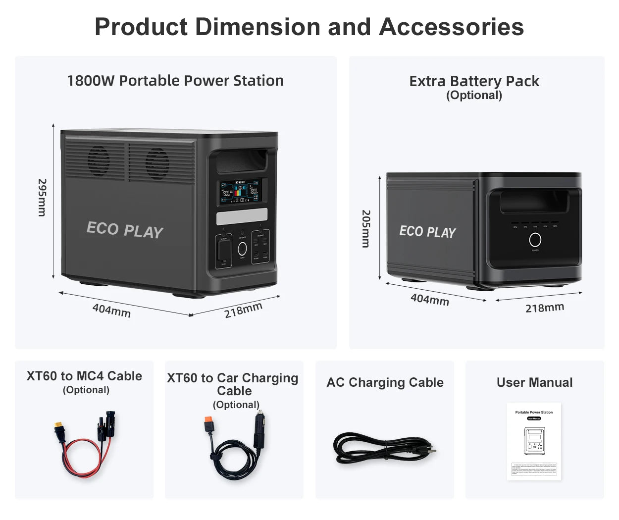 ECO PLAY Portable Power Supply, EP1800 1536Wh, LiFeP04 Battery with 3x1800W(3600W Surge)AC Outlets for Outdoor Camping RV Home