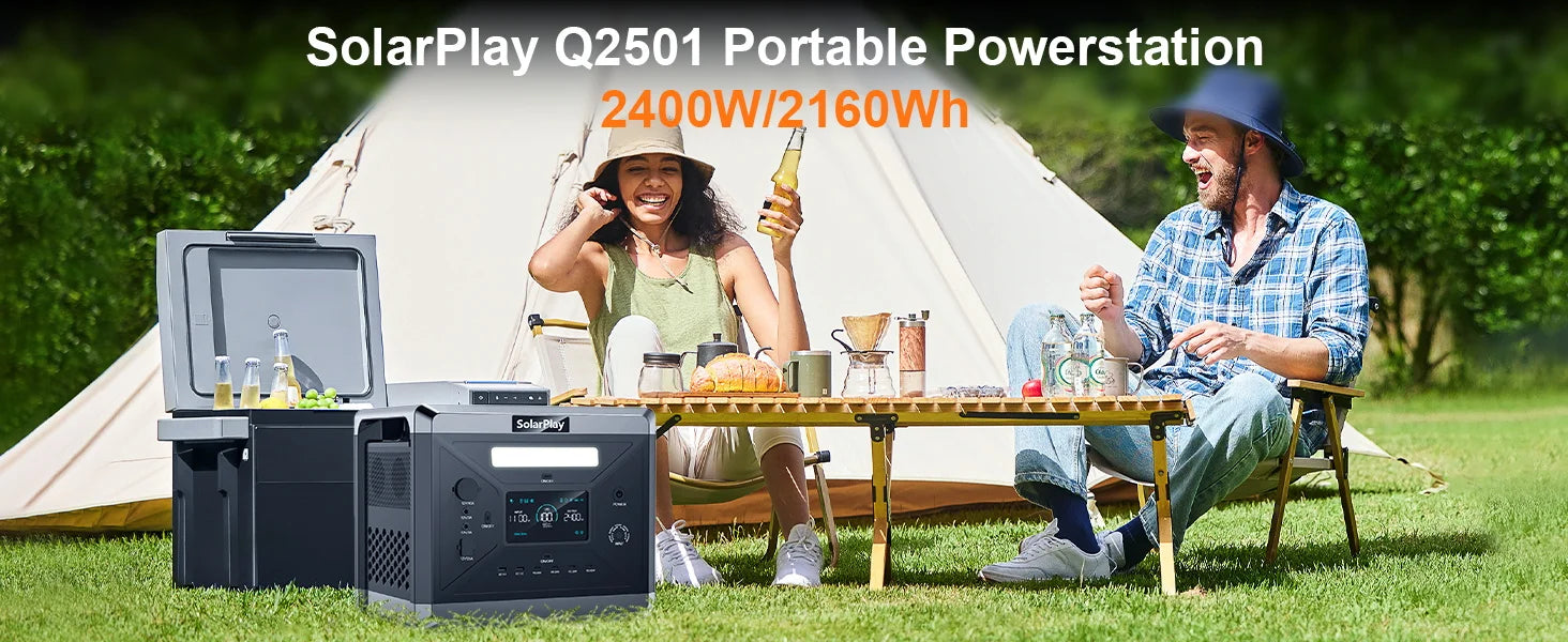 Solar Generator 2160WH 2304WH Long-life LiFePO4 Portable Power Station & 200W Solar Panel  for Home Campervan Up to 2400W Output