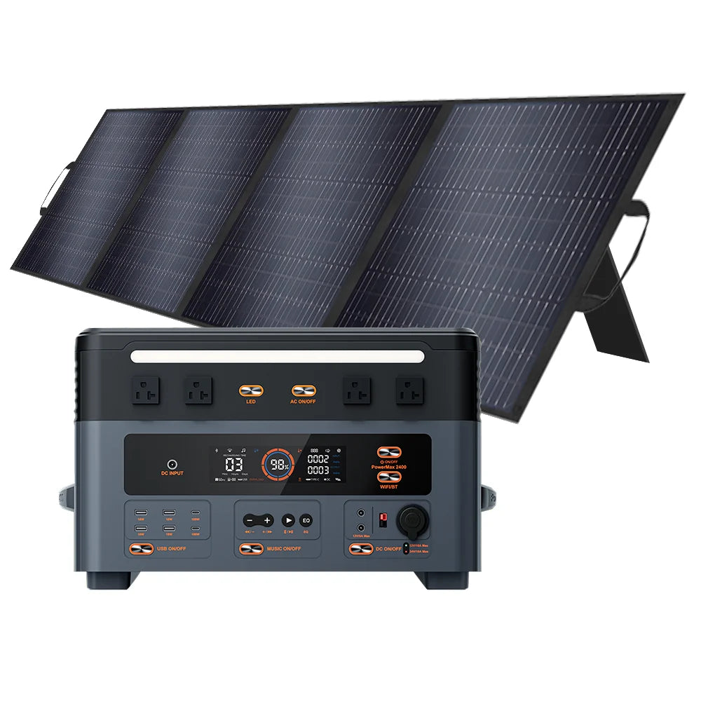 Oscal Blackview Portable Power Station 2400W AC Output 1872Wh LiFePO4 Battery 16 Outlets 80% Charge in 1Hr With 200W Solar Panel