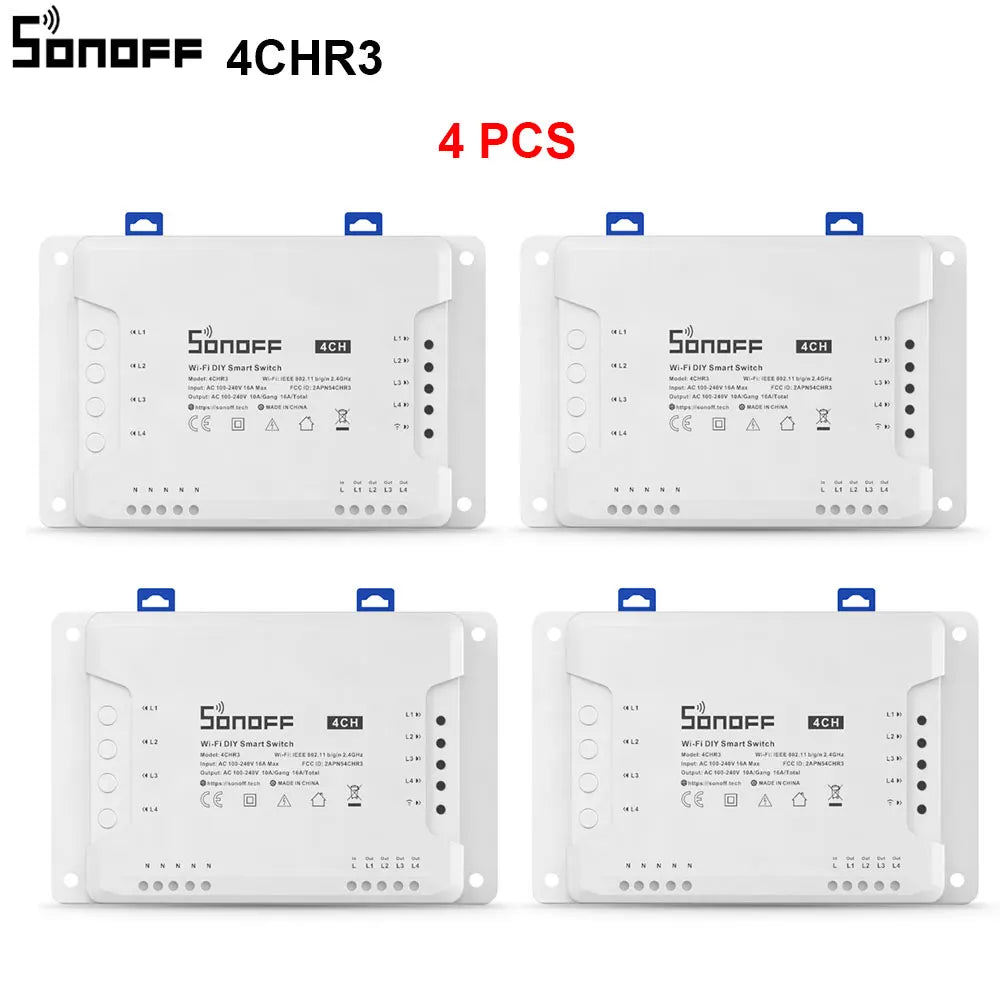 1/5 PCS Itead SONOFF 4CHR3/ PROR3 Wifi Smart Switch Module Wifi Smart Switch 433 Mhz RF Remote Control Switch Wifi 4 Gang Switch