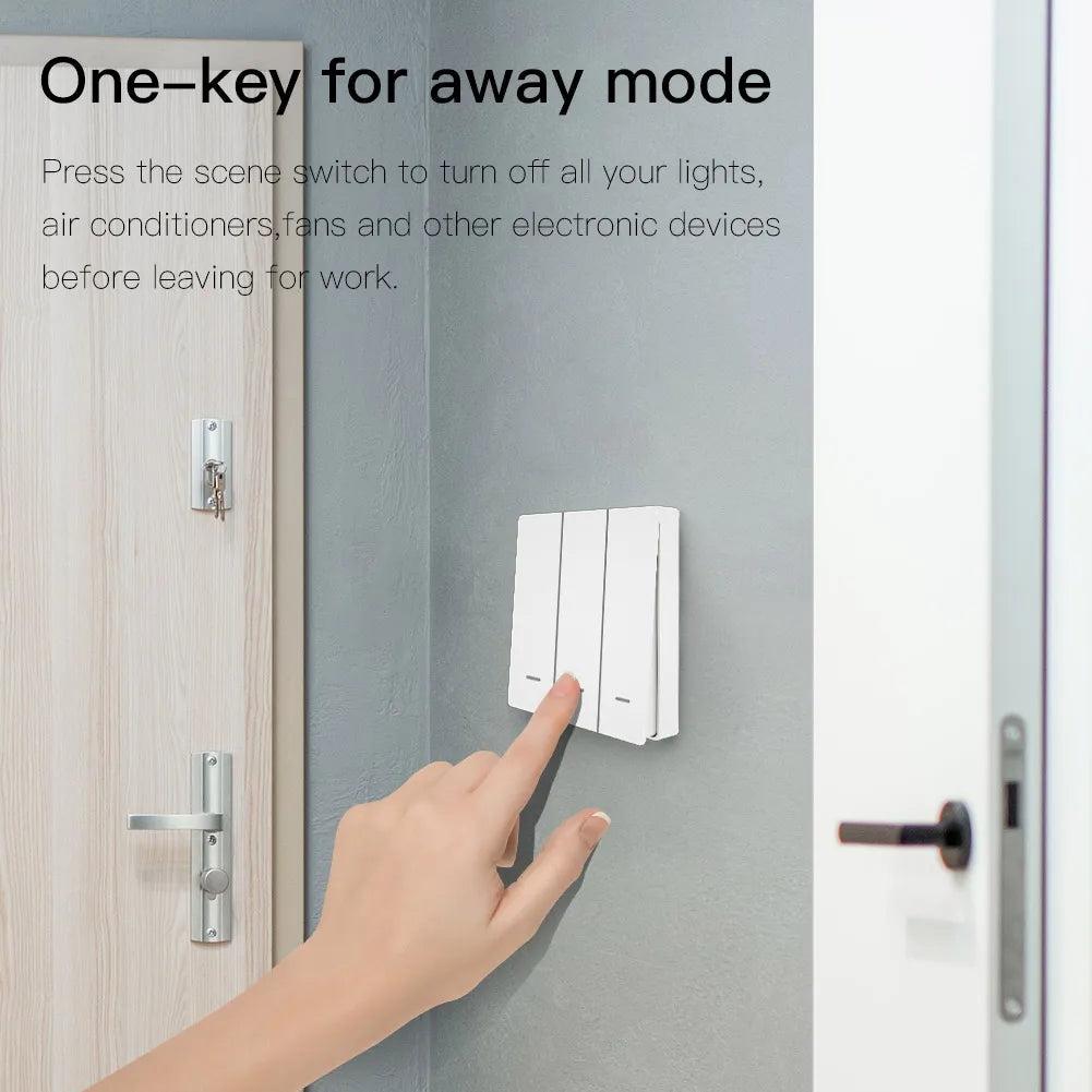 MOES Tuya ZigBee Wireless 9 Scene Switch Push Button Battery Powered Transmitter Smart Life App Automation 1/2/3 Gang