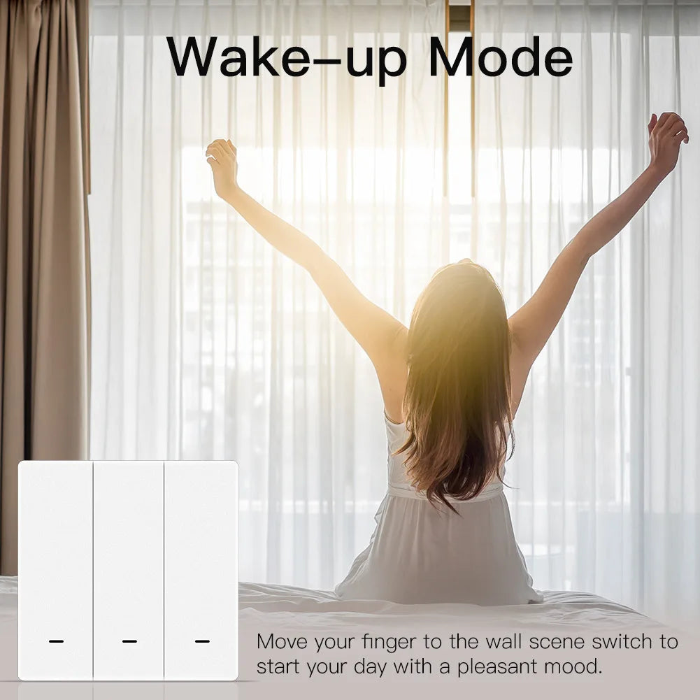 MOES Tuya ZigBee Wireless 9 Scene Switch Push Button Battery Powered Transmitter Smart Life App Automation 1/2/3 Gang