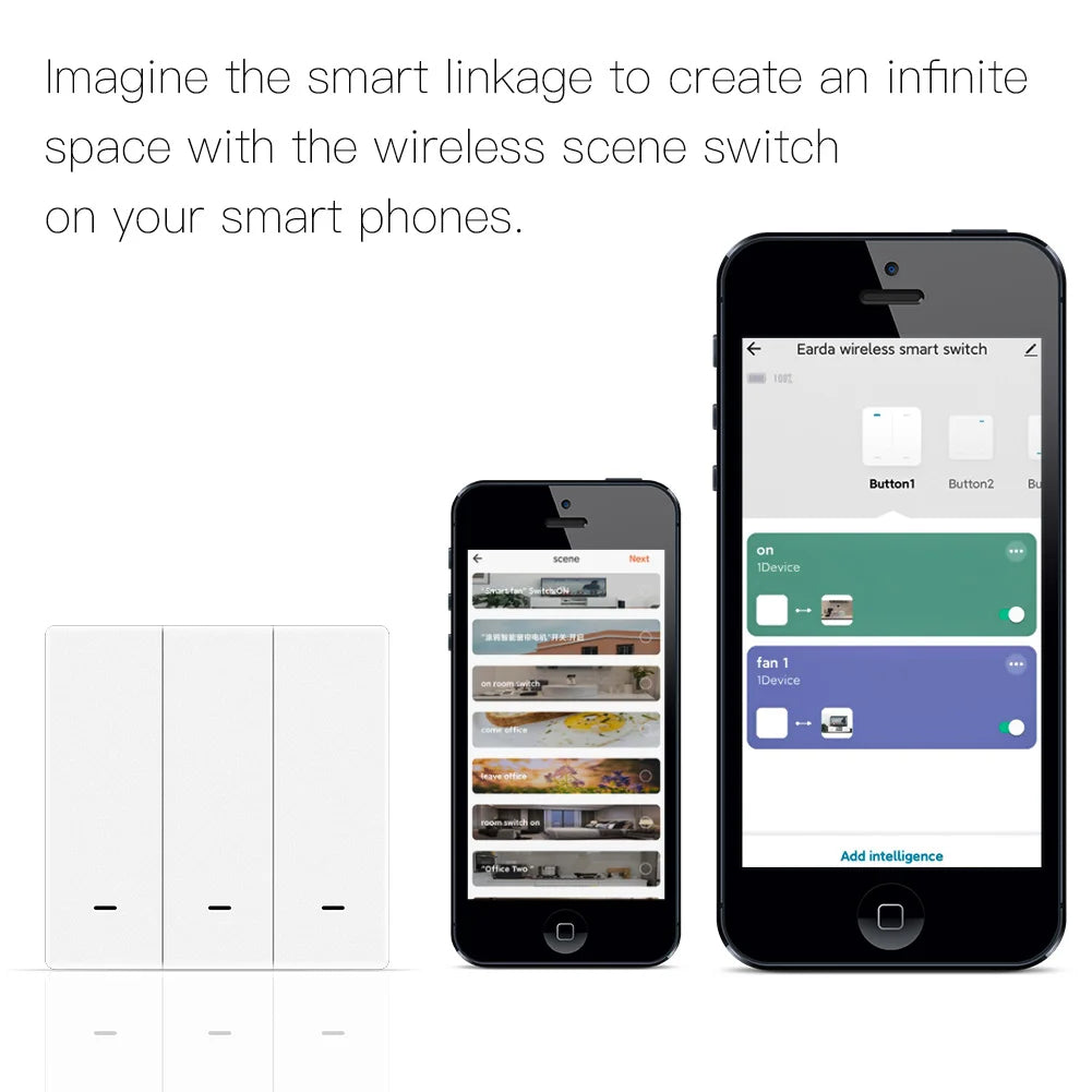 MOES Tuya ZigBee Wireless 9 Scene Switch Push Button Battery Powered Transmitter Smart Life App Automation 1/2/3 Gang