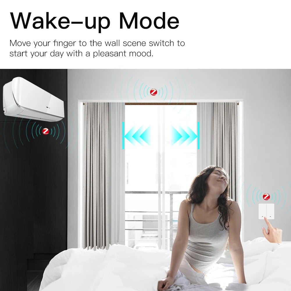 MOES Tuya ZigBee Wireless 9 Scene Switch Push Button Battery Powered Transmitter Smart Life App Automation 1/2/3 Gang