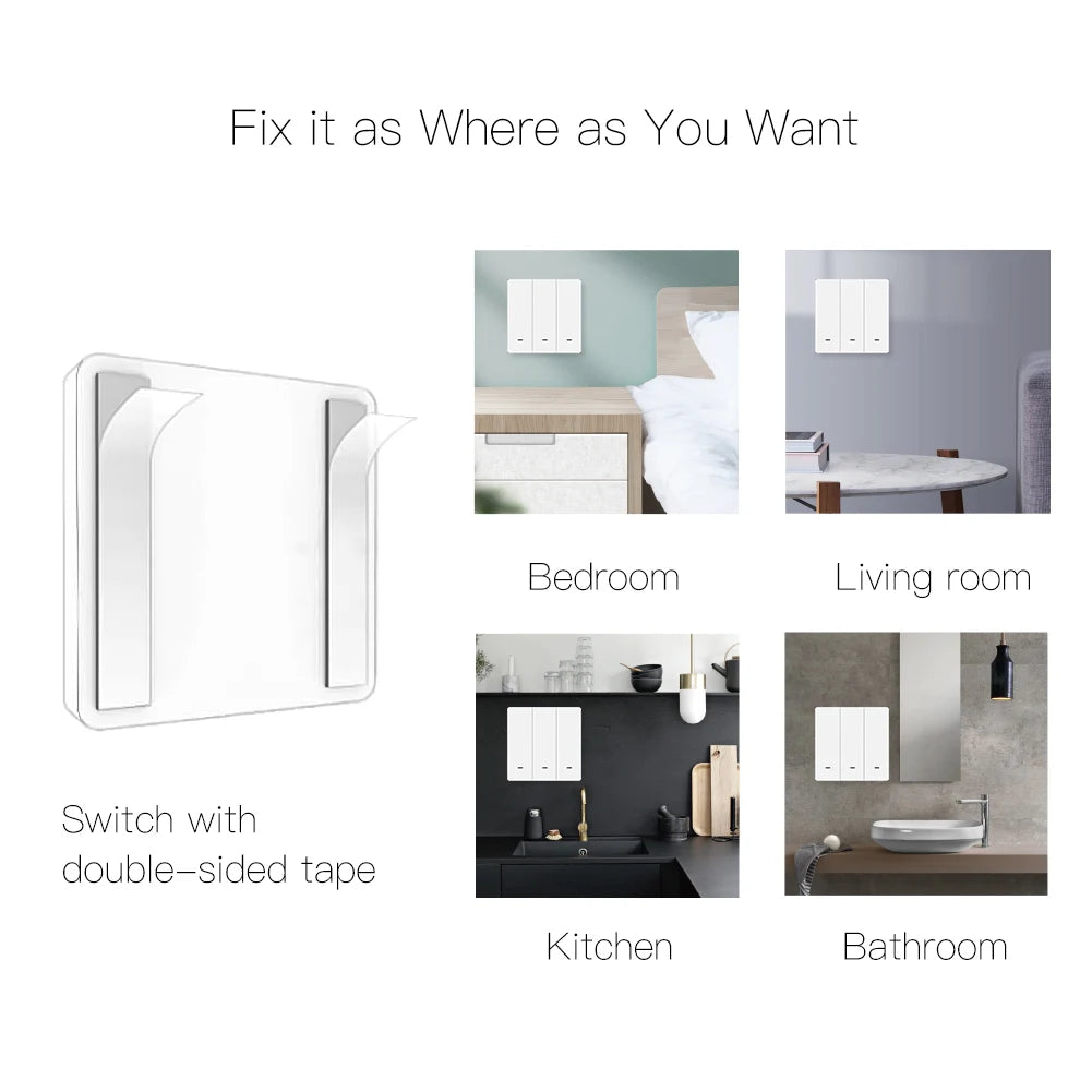 MOES Tuya ZigBee Wireless 9 Scene Switch Push Button Battery Powered Transmitter Smart Life App Automation 1/2/3 Gang