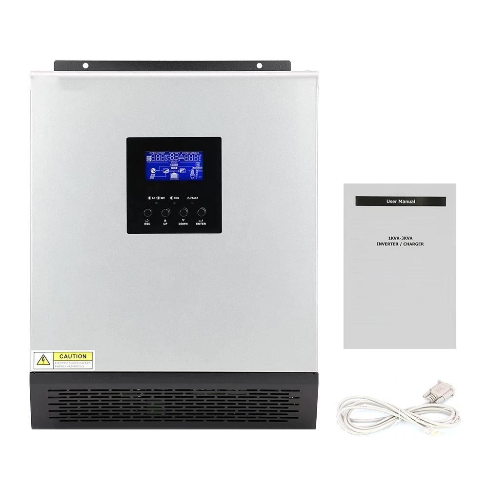 2400W Pure Sine Wave Hybrid Off-Grid Solar Inverter With 50A PWM Solar Charge Controller 24VDC to 110/12VAC Max PV Input 80Vdc