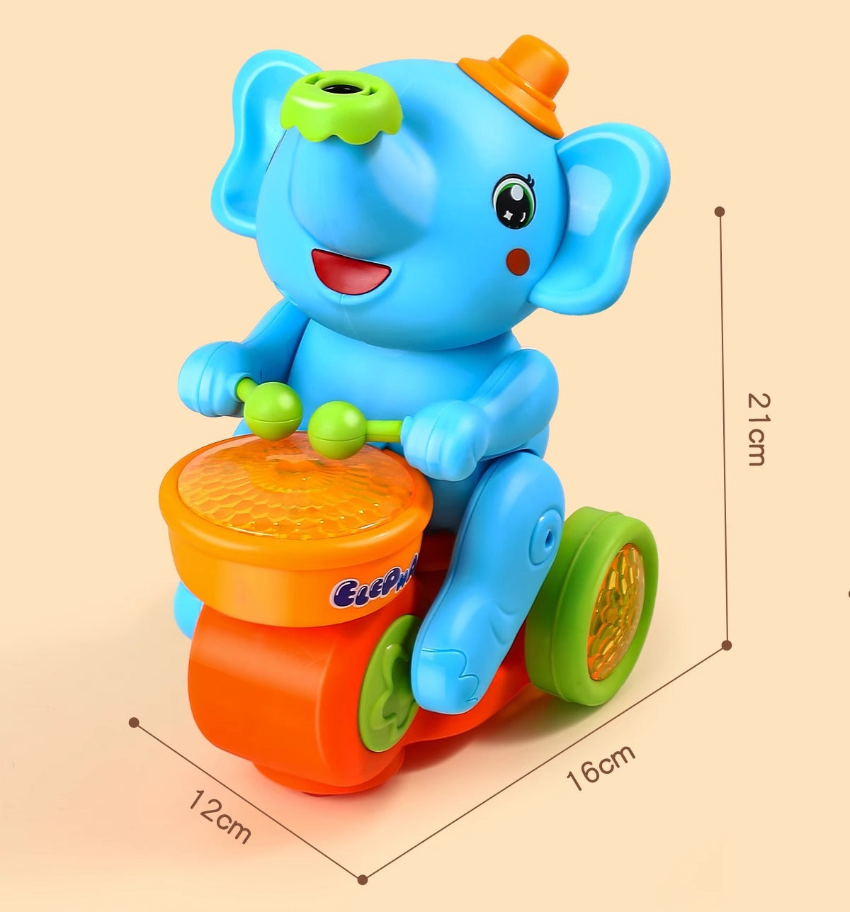 Musical Walking Elephant Drummer Toys for  Kid Musical Toy with LED Light Music Sensory Activity Toys Learning Educational Toys