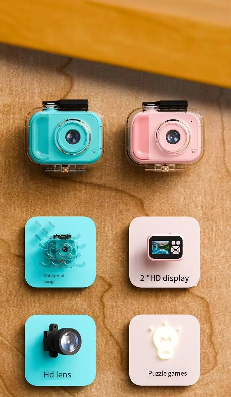 Waterproof children's camera HD digital photography video games Student travel Holiday gifts Toy mini camera