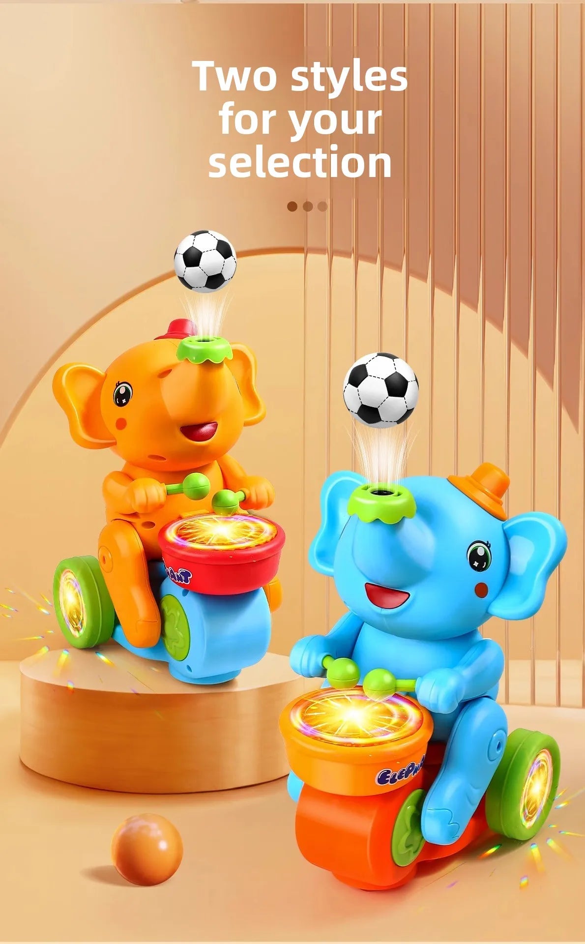 Musical Walking Elephant Drummer Toys for  Kid Musical Toy with LED Light Music Sensory Activity Toys Learning Educational Toys