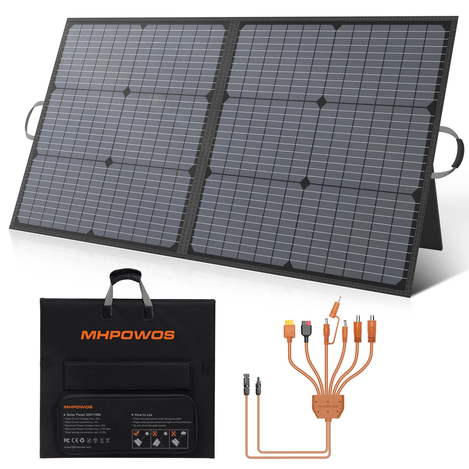 MHPOWOS 220W 110W Portable Solar Panel 220 110 Watt Foldable Solar Charger with Solar Cable 23.5% High Efficiency for Camping RV