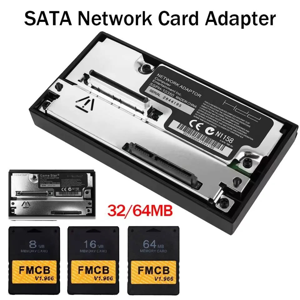 SATA Interface Network Card Adapter For PS2 Fat Game Console SATA HDD For Playstation 2 Sata Socket with Free McBoot Memory Card