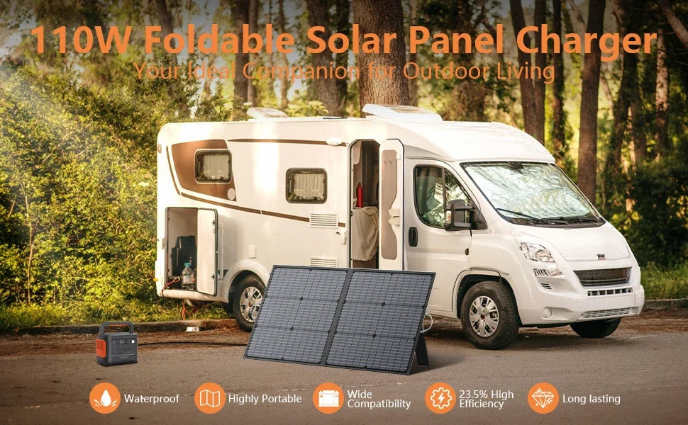 MHPOWOS 220W 110W Portable Solar Panel 220 110 Watt Foldable Solar Charger with Solar Cable 23.5% High Efficiency for Camping RV