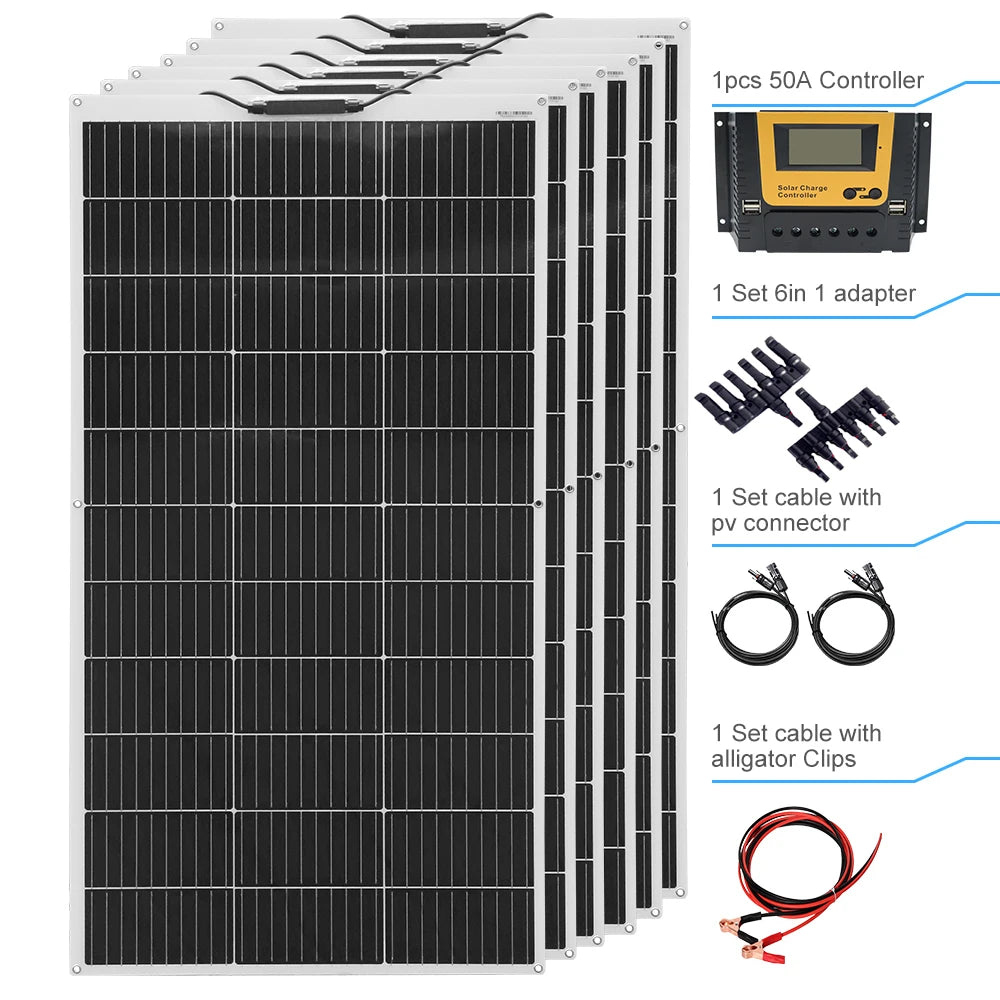 Solar panel kit Flexible Module 18V 120W 240w 360w 480w 600w 720w 12V or 24v photovoltaic for Motorhome Battery  Home Charger