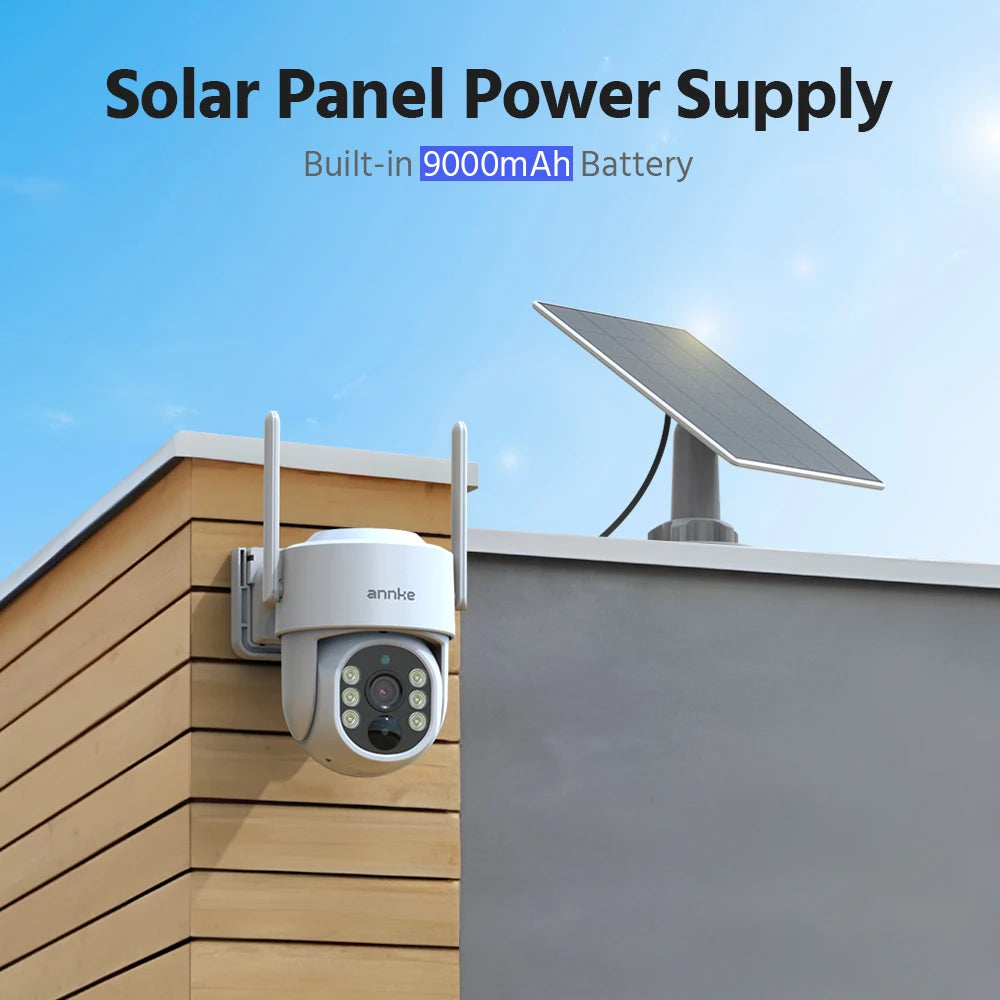 Annke 4MP solar security cameras 4CH Wireless NVR 4mm color night vision camera Audio 2.4G 5.8G dual-band WiFi IP Camera Outdoor