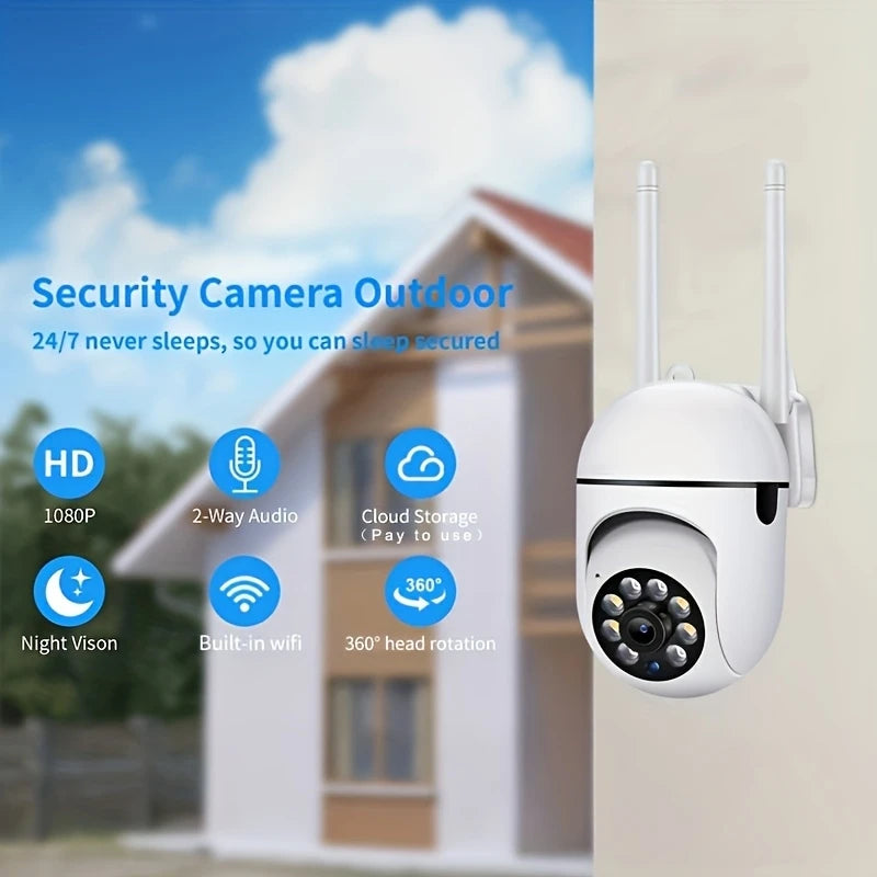 Ease Life APP Wireless 1080P HD Indoor/Outdoor WiFi Security Camera, Color Night Vision, 2-Way Audio, 360° Black Y108