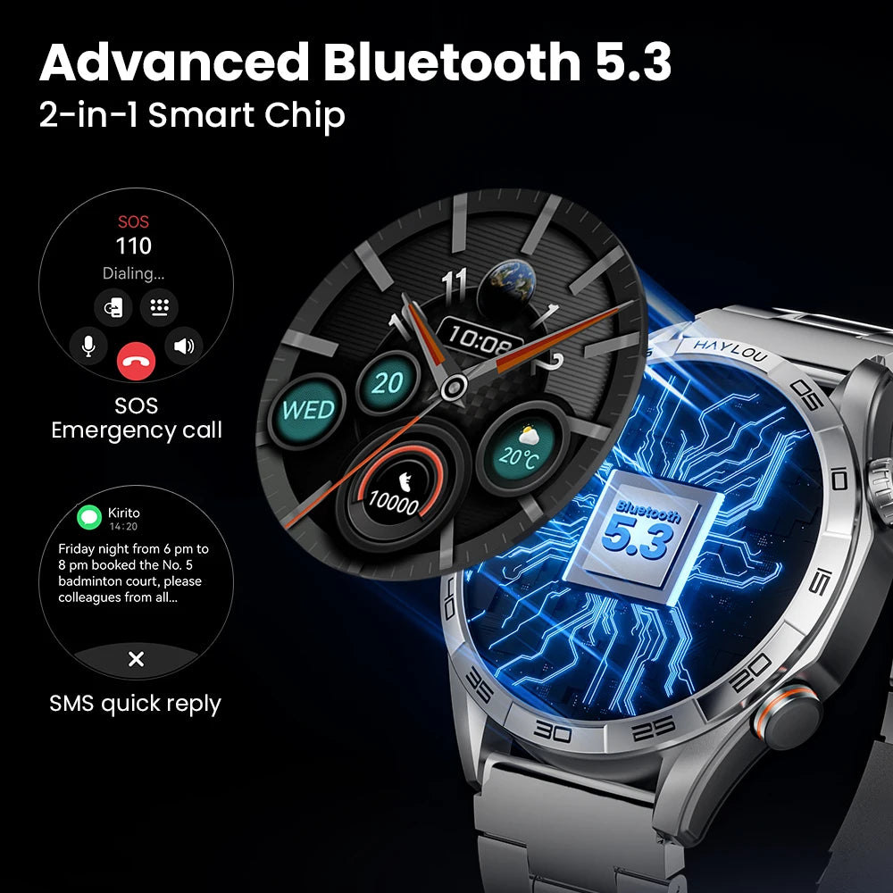 HAYLOU Solar 5 Smartwatchs 1.58'' AMOLED Display 60Hz Smart Watch Voice Calling 24H Health Monitoring Sports Smartwatch for Men