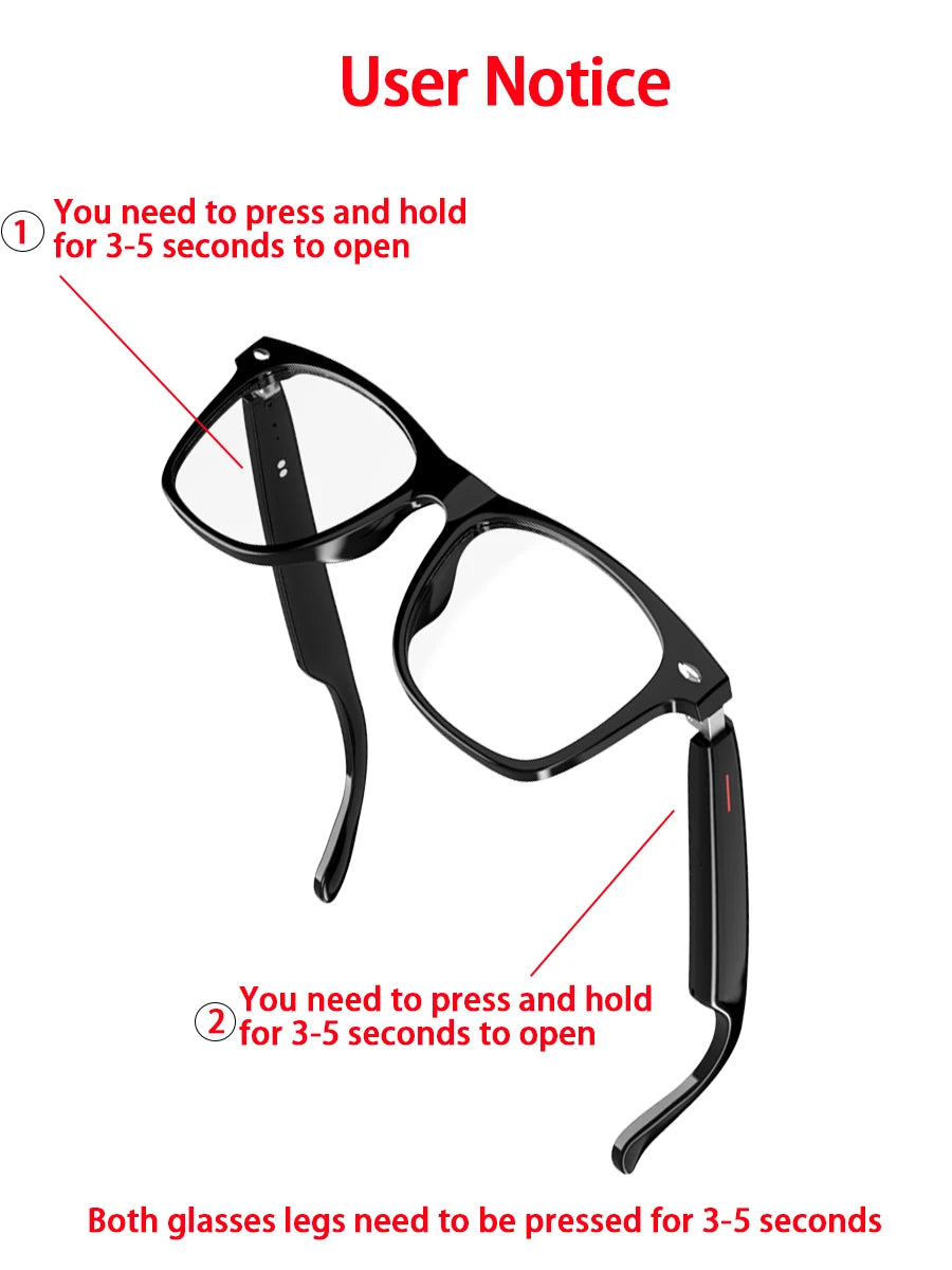 SENBONO Smart Glasses AI Translation Glasses 100+ Languages Real-time Translation Bluetooth Music Built-in Mic & Speakers