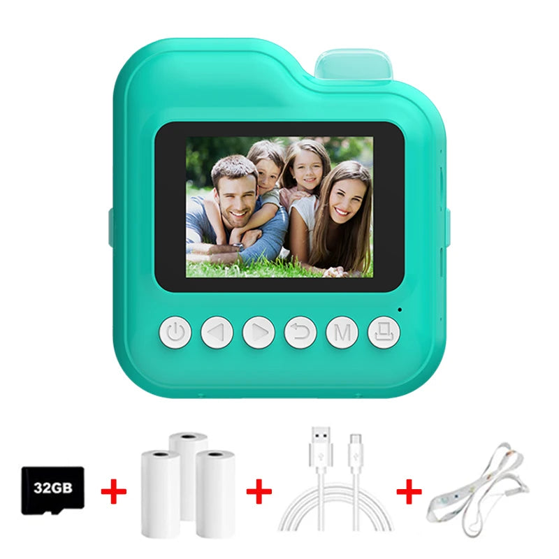 Children Camera Mini Instant Print Digital Camera 32G TF Card Inkless Printing Paper Kids Video Educational Toys For Kids Gift