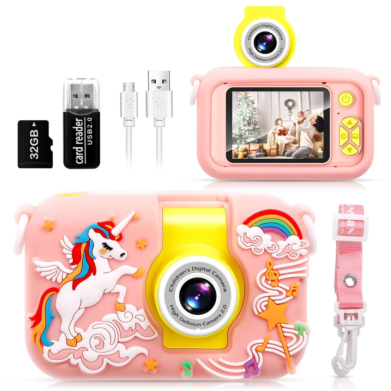 Kids Camera,ARNSSIEN 180° Flip Lens Camera for Kid,2.4in IPS LCD Digital Camera with Silicone Case,Child Selfie Camera for 3 4 5