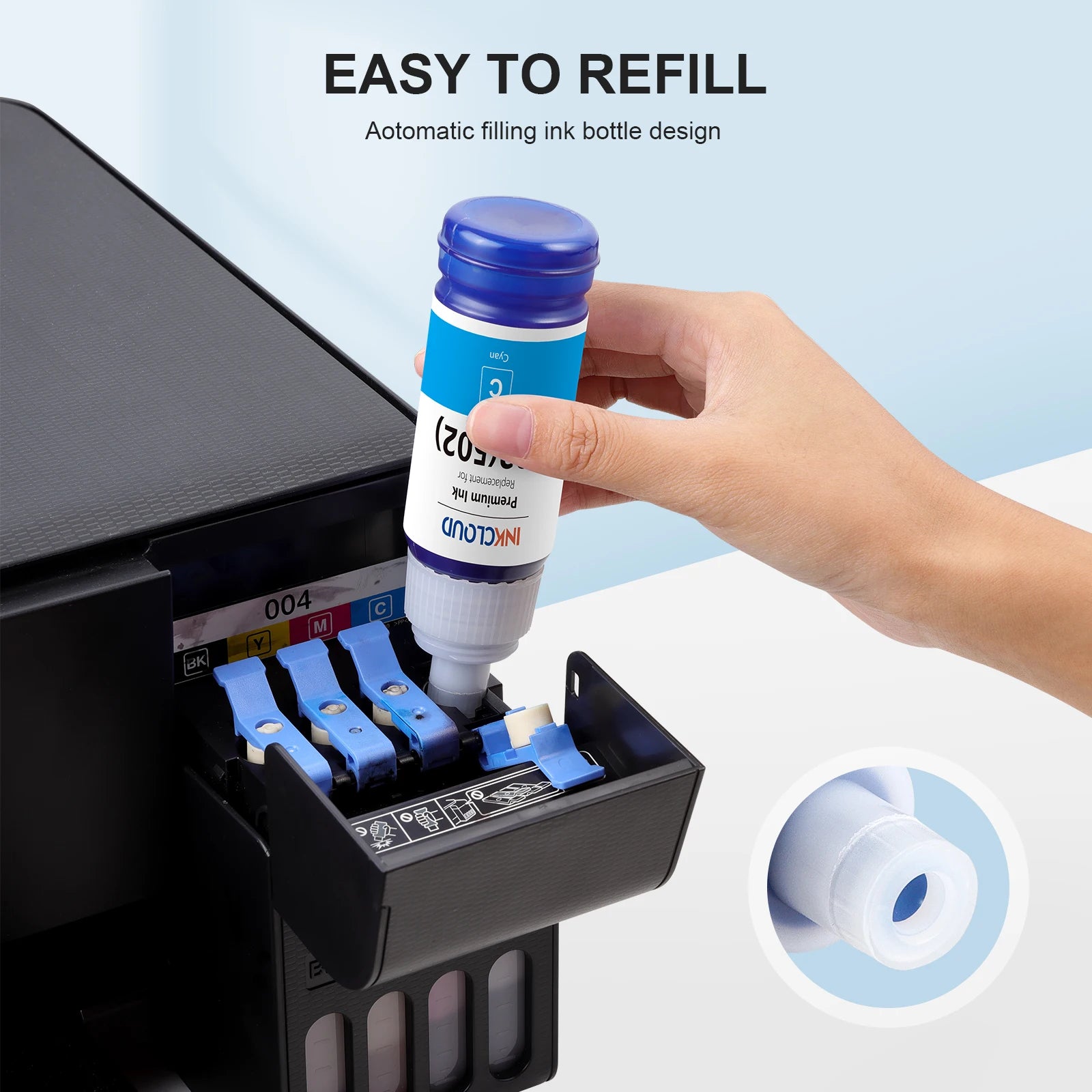 INKCLOUD 522 Ink Refill Bottles Replacement for Epson 522 502 ET-2800 ET-4800 ET-2400 ET-2803 ET-2720 ET-4700 ET-4810 ET-2840