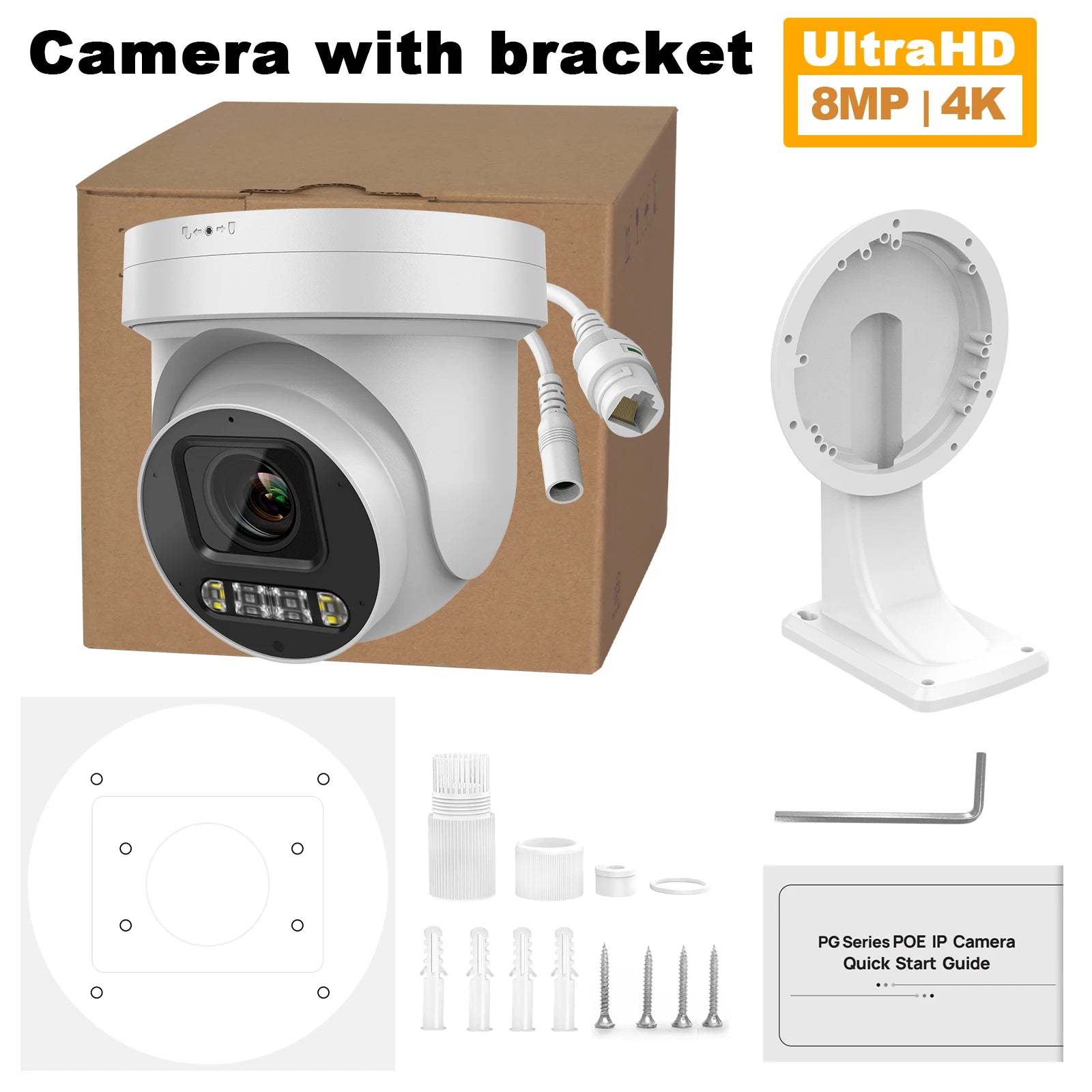 Vikylin Hikvision compatible 8MP 5X Zoom PTZ IP Camera with 2-Way Audio MD2.0 IP66 Outdoor Video Surveillance Camera Onvif CCTV