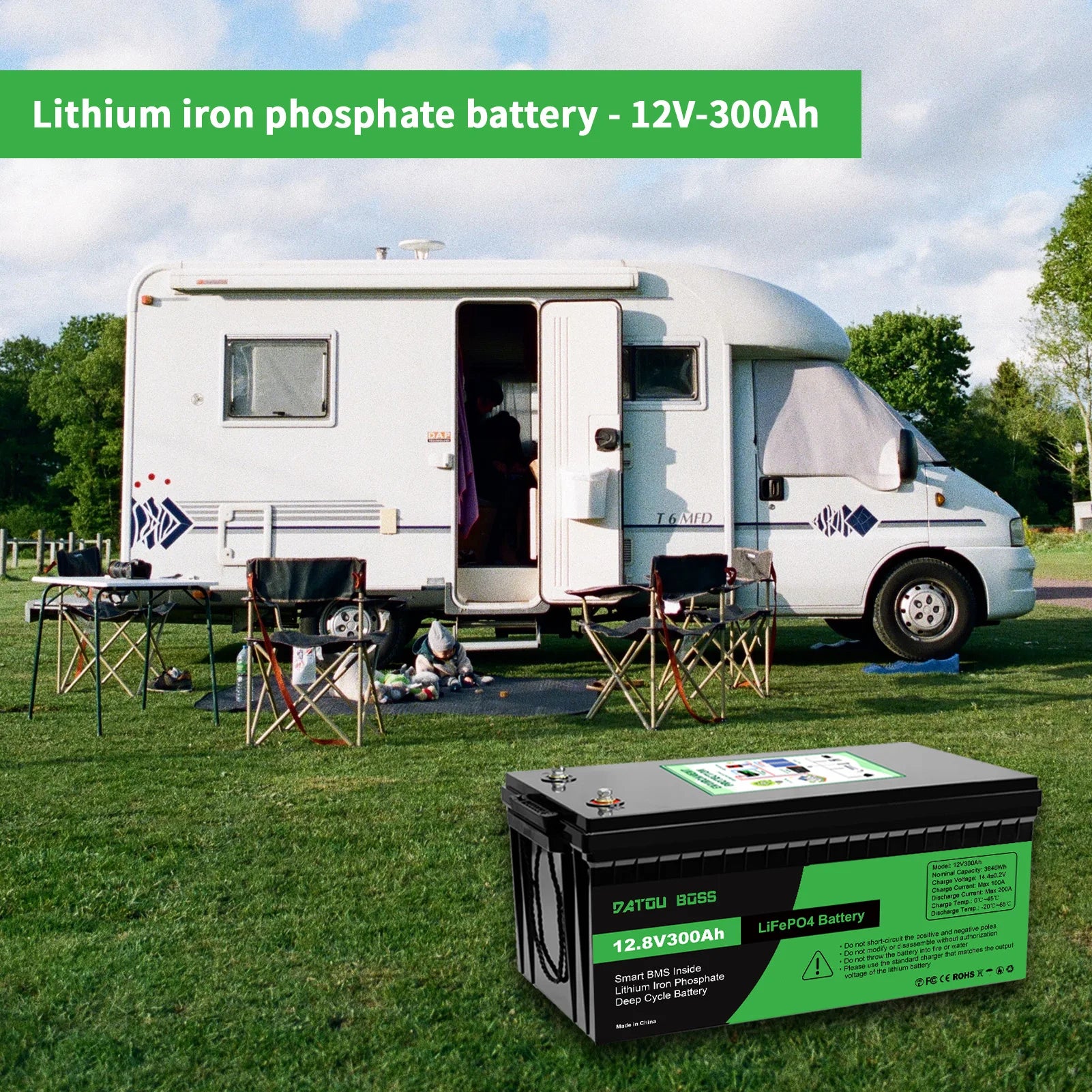 DATOUBOSS Lithium Battry 12V100A200A300A LiFePO4 battery rechargeable Solar Generator With BMS Solar Storage System Deep Cycle