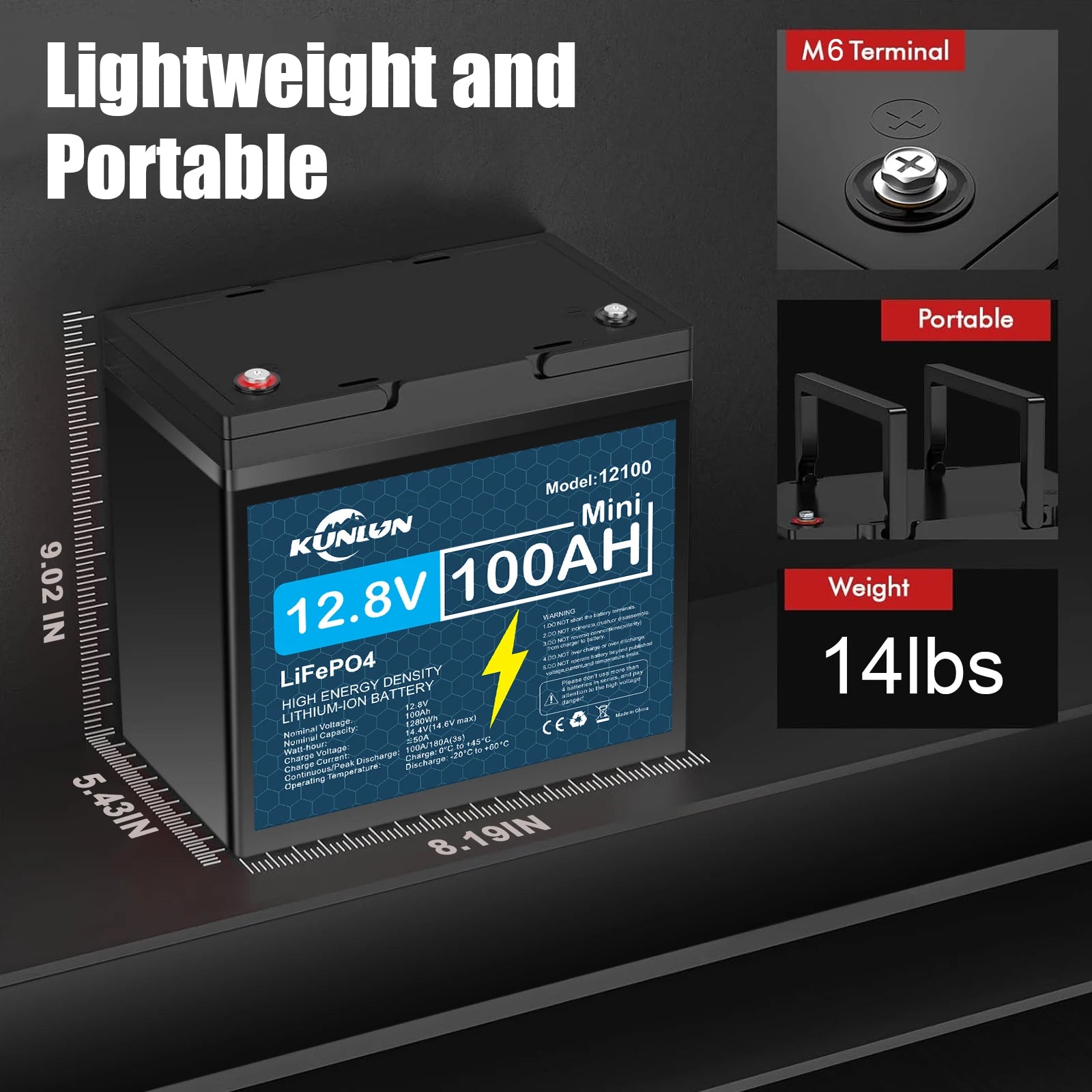 12V LiFePO4 Battery 30Ah 60Ah100Ah 120Ah 12.8V Lithium Iron Phosphate Batteries Pack 5000 Cycles RV Cart Boat Solar Battery