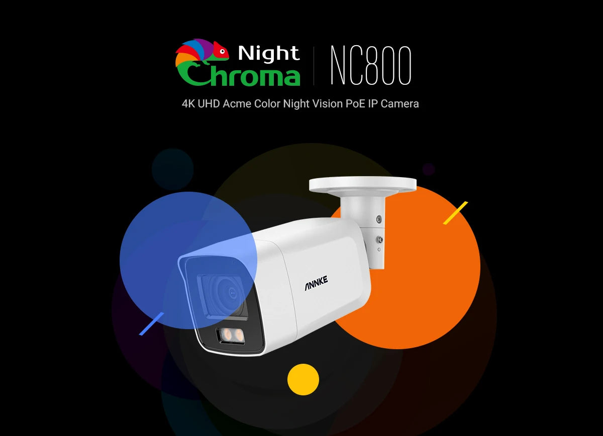 ANNKE NightChroma NC800 4K Ultra HD Full Color Night Vision IP Camera Video Surveillance Outdoor PoE IP Security Cameras