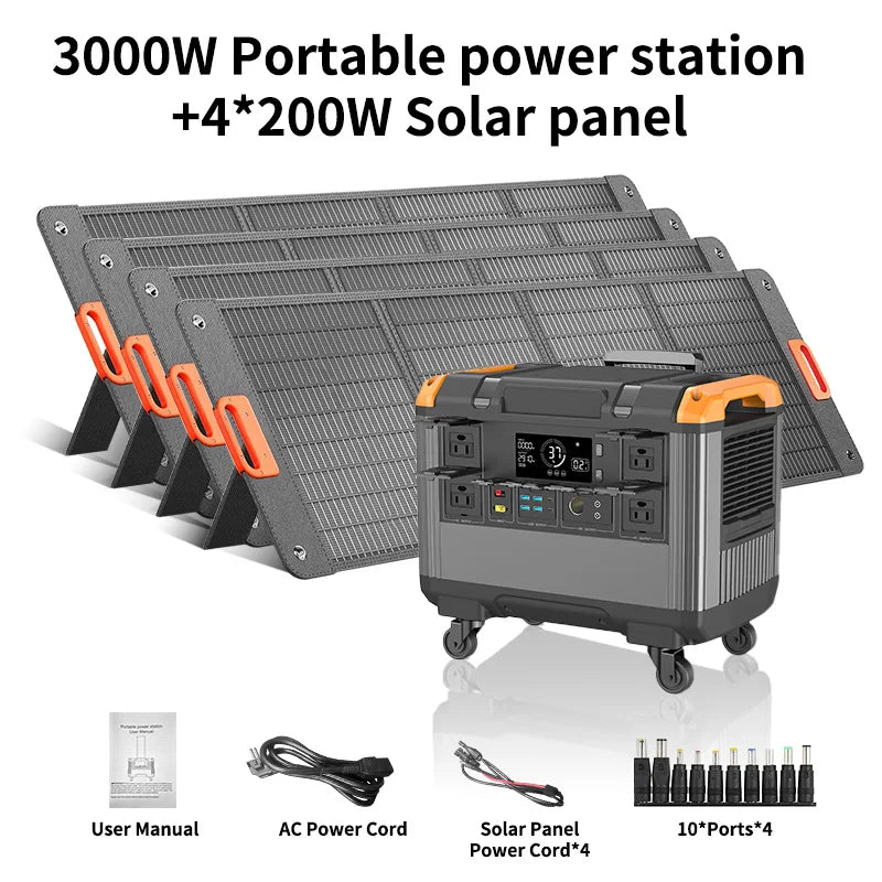 （Fast Delivery）3000w Portable Power Station Portable Generator 2400w 1200w 600w With Solar Panel (multiple options) Camping