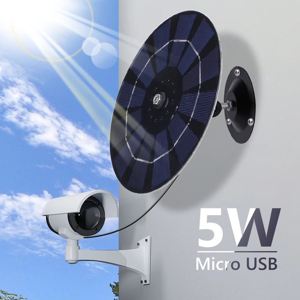 5W 5V IP Security Camera Charger Power Supply Monocrystalline Portable Solar Panel USB Wall Mount for Doorbell Courtyard Lights