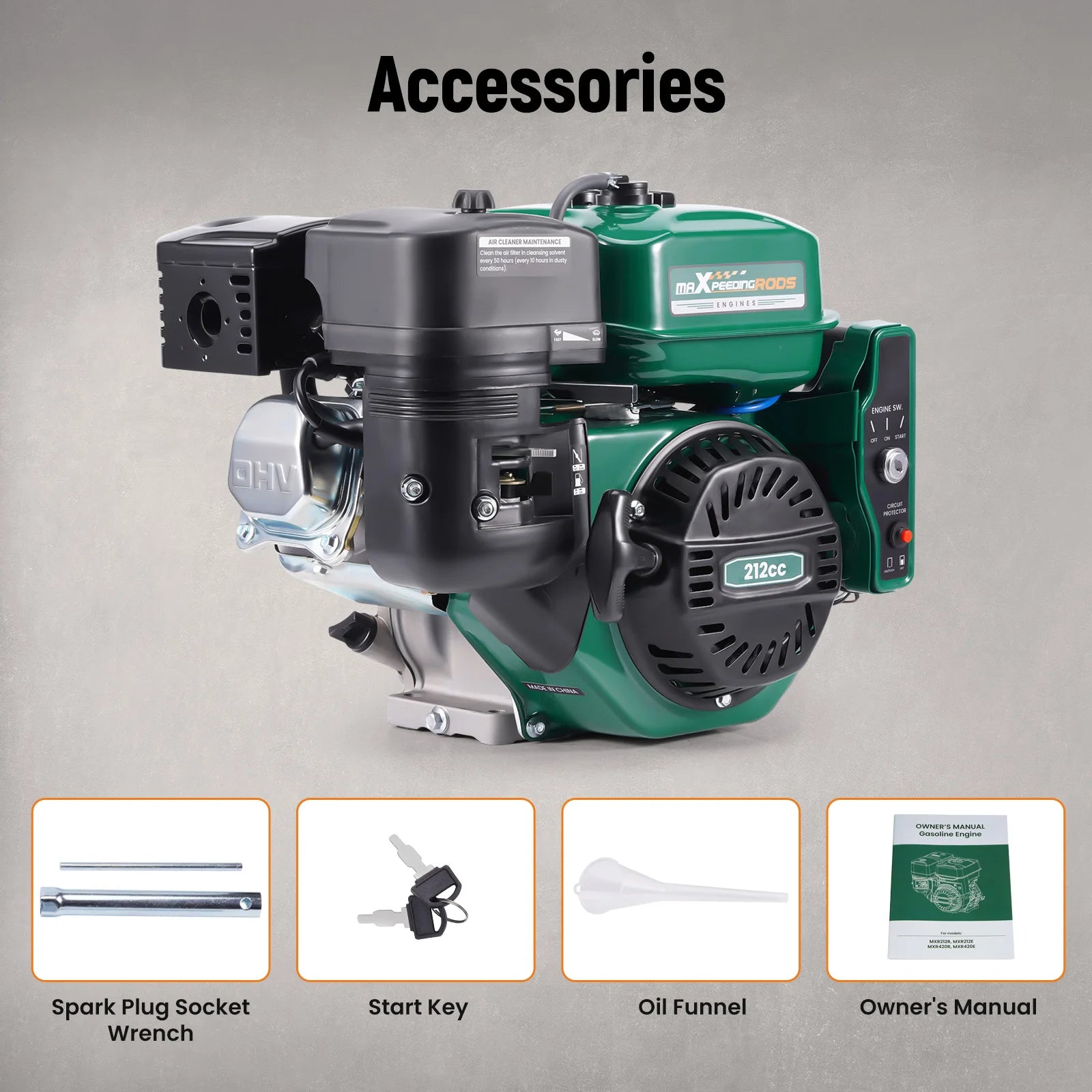 Gasoline Engine Motor OHV 7HP 212cc Electric Start Water Pump Pressure Washer