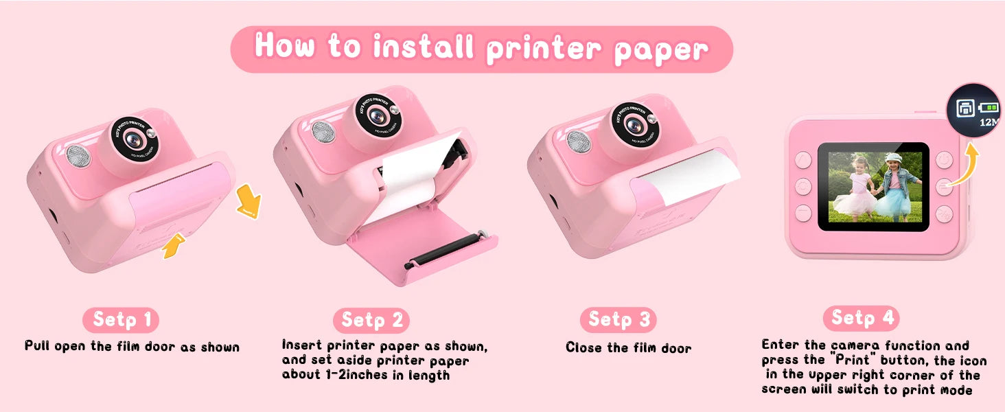 Kids Camera Instant Print 1080P HD Thermal Printing Camera 2.4 Inch Mini Digital Camera Toy For Toddle