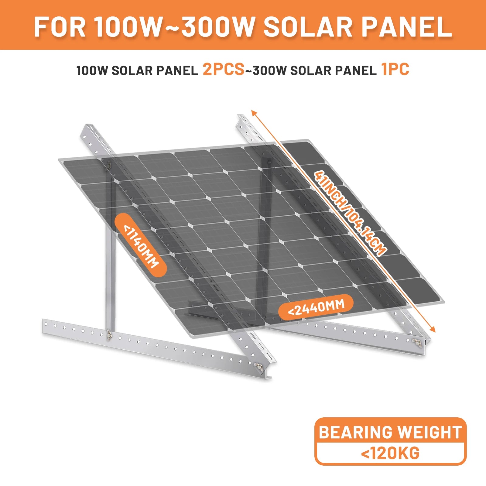 CP-SETUNO 45in Adjustable Solar Panel Tilt Mount Brackets Support up to 100W-500 Watt Solar Panel for Any Flat Surface, Roof, RV