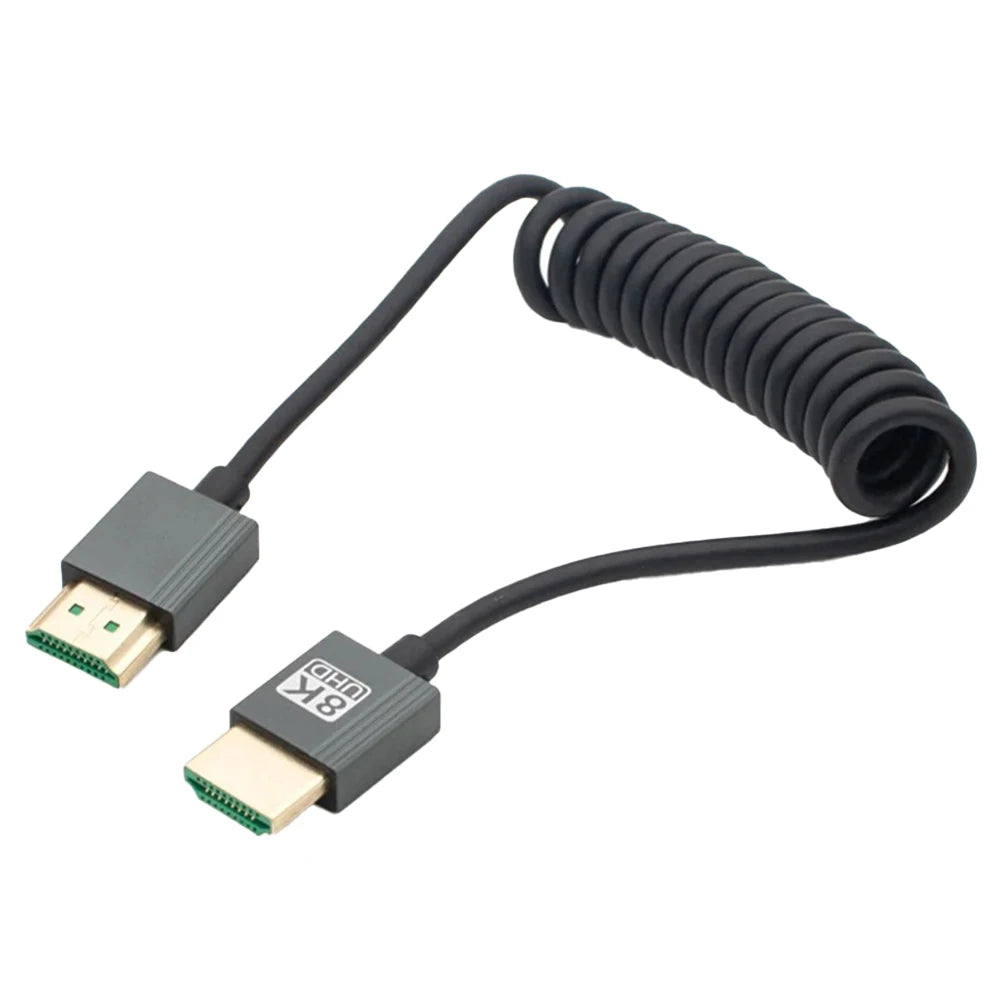 8K Ultra HD HDMI-Compatible To HDMI-Compatible Coiled Cable Male To Male Extreme Thin HDMI-Compatible 2.1 Cable 8K@60Hz 4K@120Hz