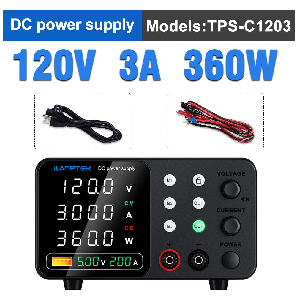 Wanptek Adjustable Lab DC power supply 30V 5A 10A 60V 5A Bench Power Source Stabilized Voltage USB power supply 120V 3A 160V 2A