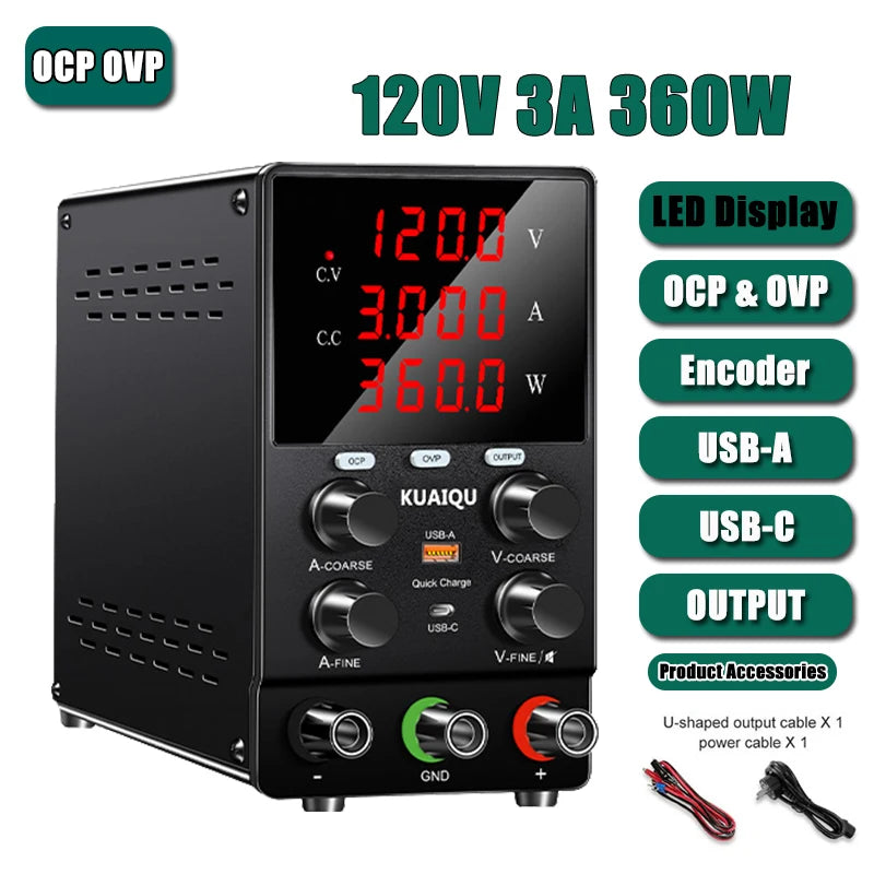 KUAIQU SPS3010S DC Power Supply 30V 10A Lab Power Source OCP OVP OUTPUT Switching Voltage Regulator Phone Repair Plating Testes