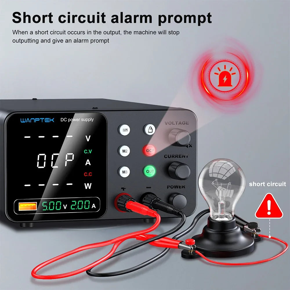 Wanptek Adjustable Lab DC power supply 30V 5A 10A 60V 5A Bench Power Source Stabilized Voltage USB power supply 120V 3A 160V 2A