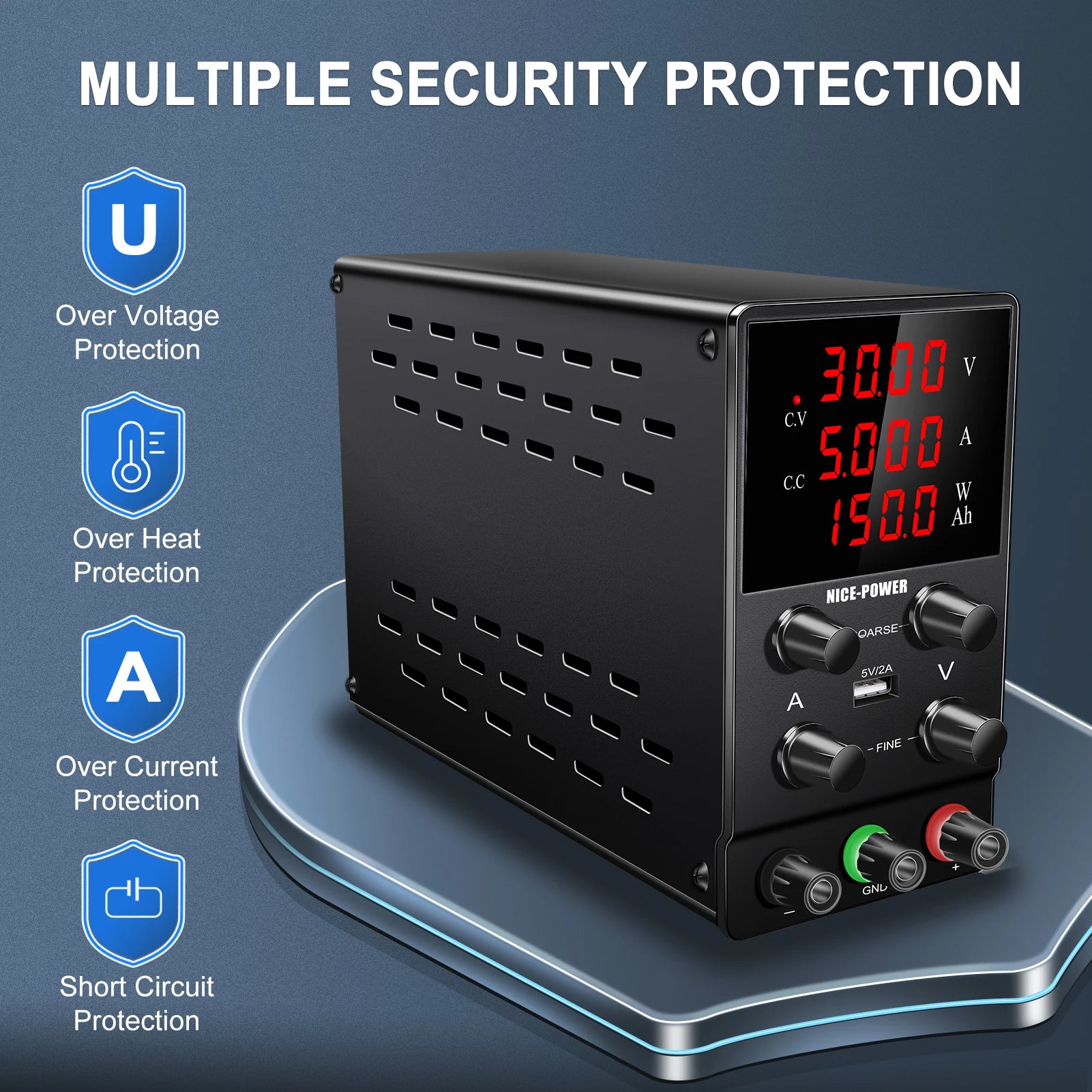 Adjustable Lab Power Supply 30V10A 5A 120V Switching Bench Power Supplies DC Power Supply USB Interface Repair Voltage Regulator