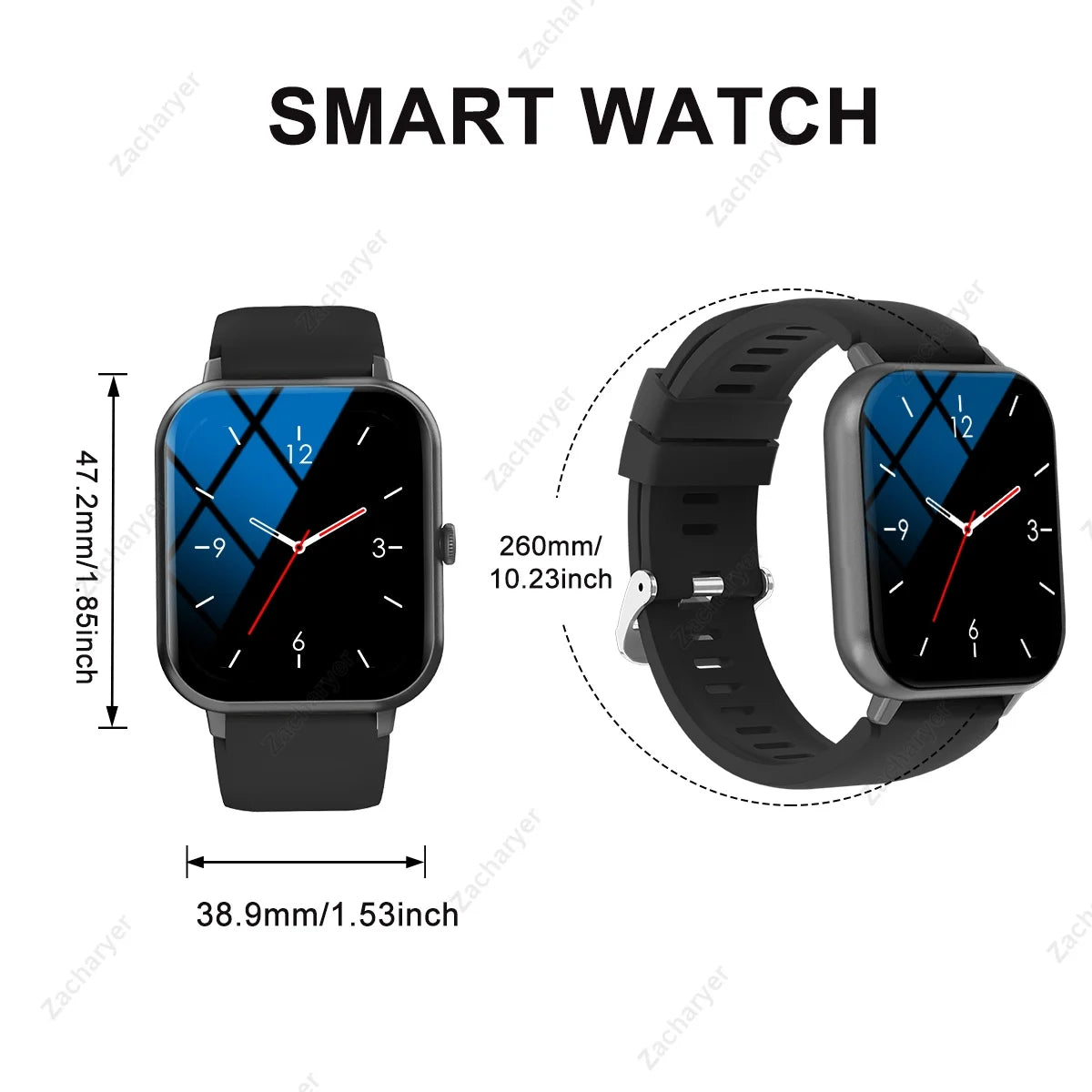 Smart watch, wireless calling/dial, multi-Sport mode, calling reminder and rejection, SMS reminder, for iPhone/Android