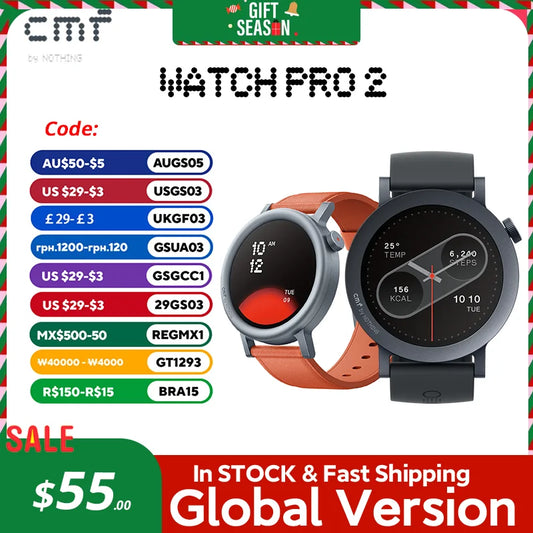 Global Version CMF by Nothing Watch Pro 2 1.32" AMOLED Bluetooth 5.3 BT Calls with AI Noise Reduction GPS cmf watch pro 2