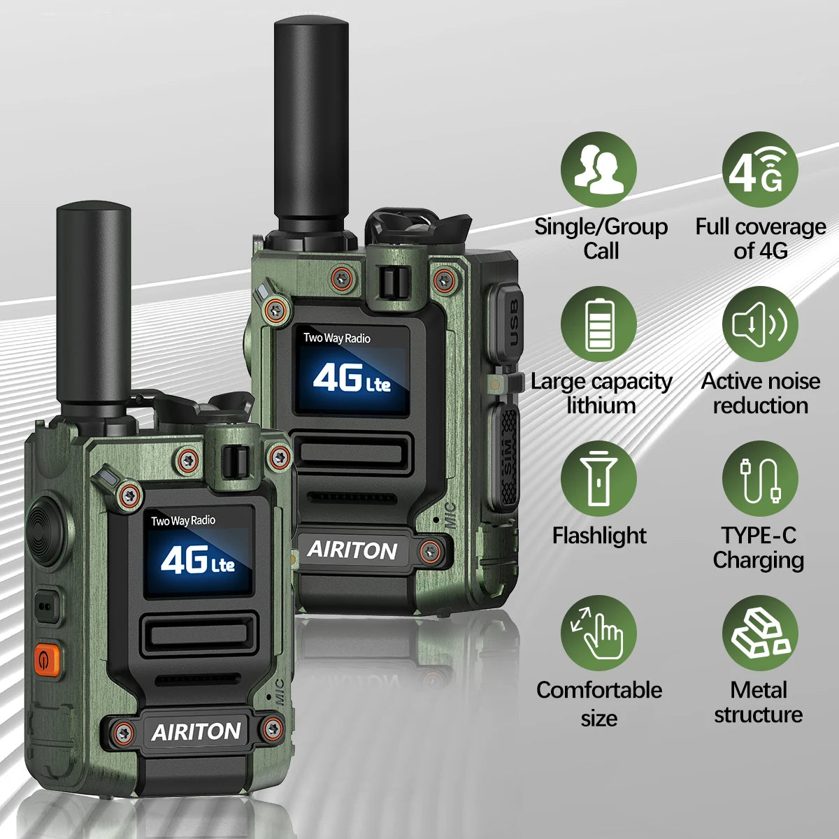 2X AI-G7 Global Network POC Radio Walkie Talkie 4G WiFi Unlimited Range Type-C Long Range Sim Card Two Way Radio for Hunting