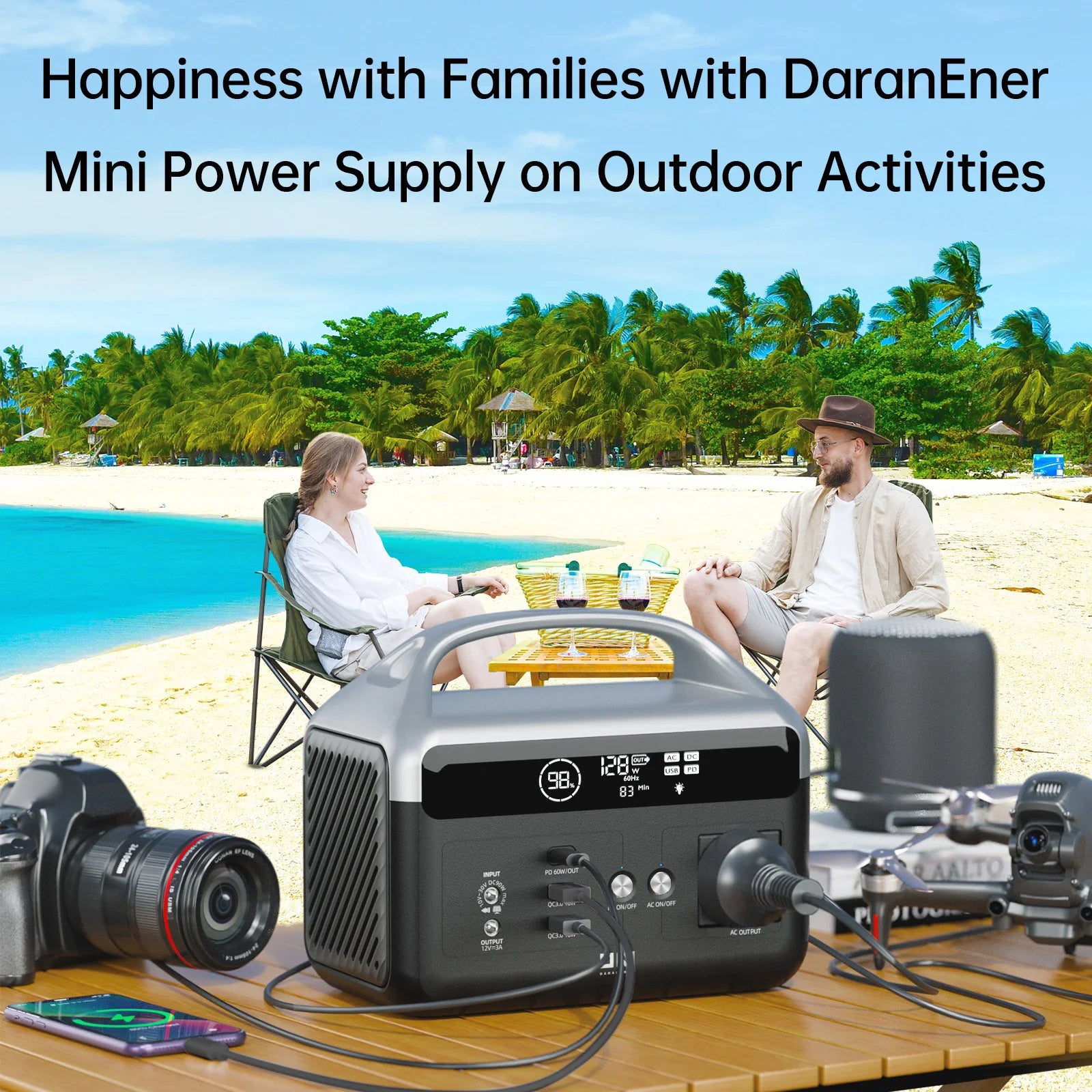 DaranEner NEOZ Portable Power Station 300W 179.2Wh LiFePO4 Battery AC DC Outdoor Pure Sine Wave Emergency Backup Power Supply