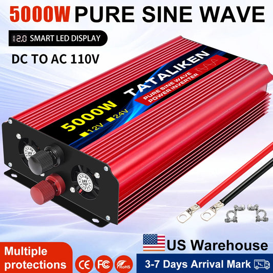 1000W/22000W/3000W/4000W 2 Sockets  Household Car Inverter DC12V to AC110V Pure Wave String 60HZ