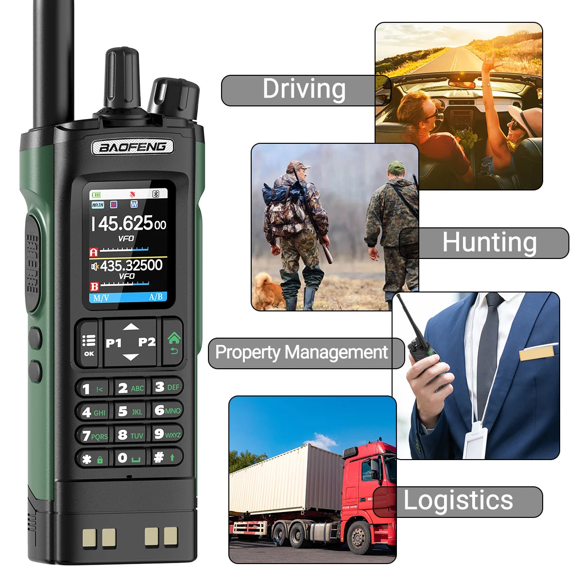 BAOFENG UV-32 GPS Walkie Talkie 10W Multi Band Bluetooth Programming Wireless Copy Frequency NOAA Long Range Ham Two Way Radio