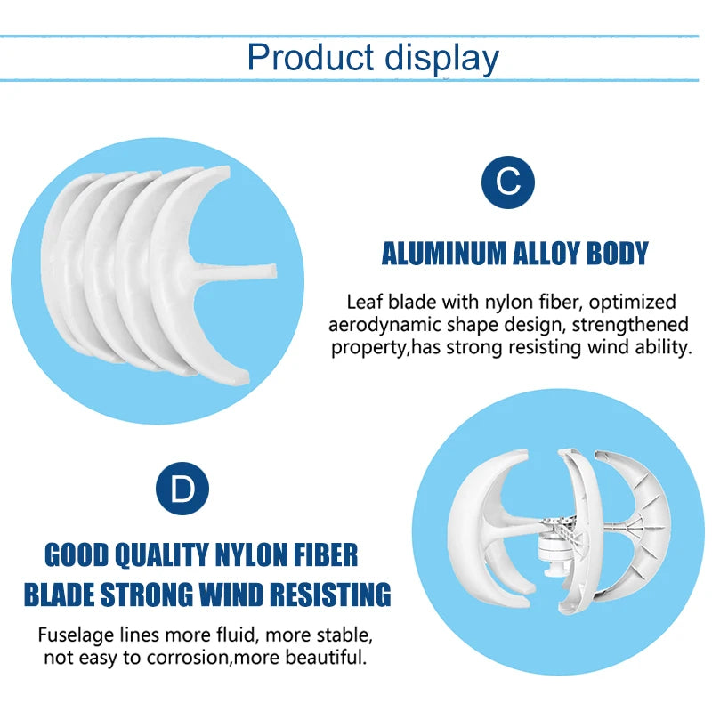 5000W Vertical Wind Turbine 12V 24V 48V Small Windmill Free Energy 220V Household Farm Sent To MPPT Controller