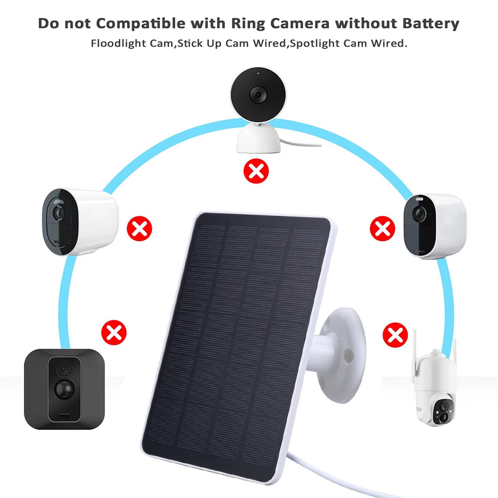 20W IP Security Camera Charger IP65 Waterproof Portable Solar Panel 360 Rotating for Ring Spotlight Camera/Ring Stick Up Camera
