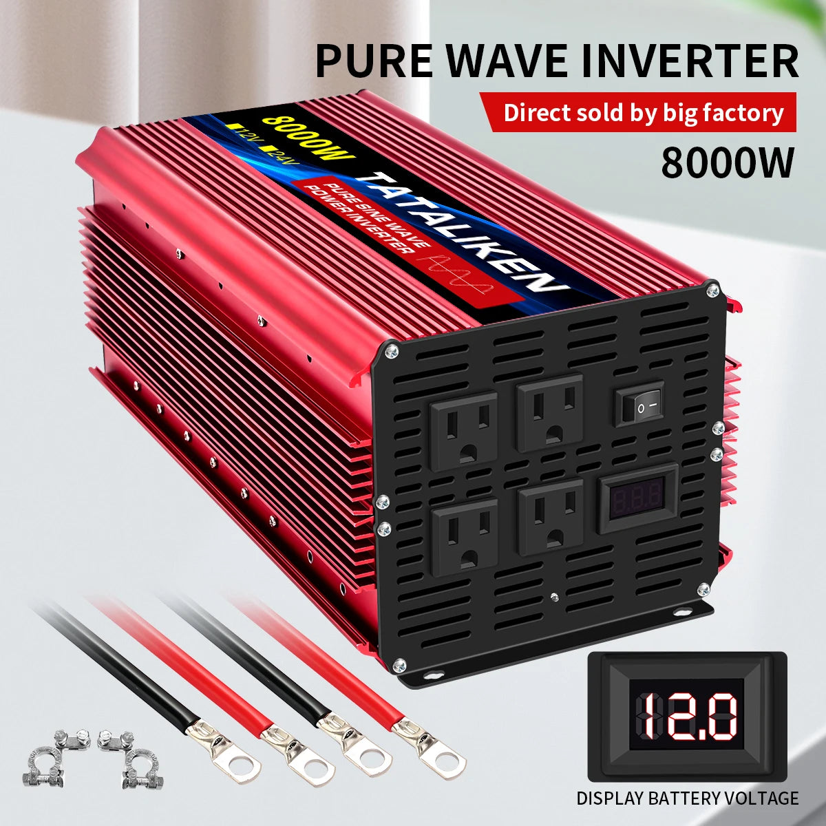1000W/22000W/3000W/4000W 2 Sockets  Household Car Inverter DC12V to AC110V Pure Wave String 60HZ